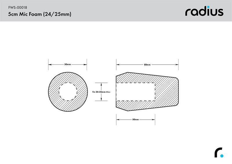 Radius Windshields Shotgun Mic Foam Windshield 5cm (24/25)