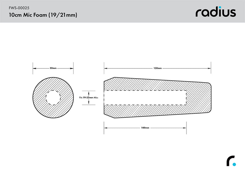 Radius Windshields Shotgun Mic Foam Windshield 10cm STD Hole