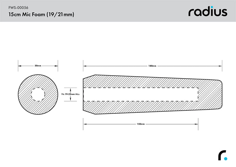 Radius Windshields Shotgun Mic Foam Windshield 15cm (19-22)