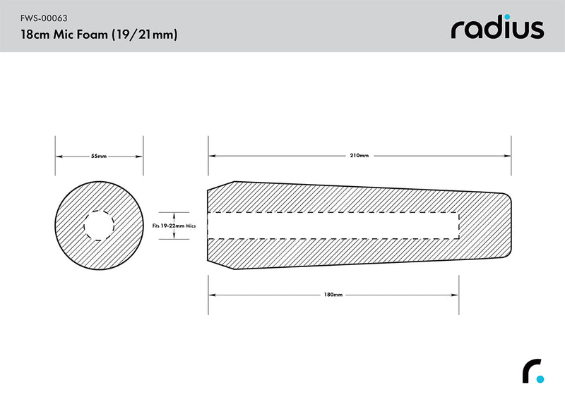 Radius Windshields Shotgun Mic Foam Windshield 18cm (19-22)