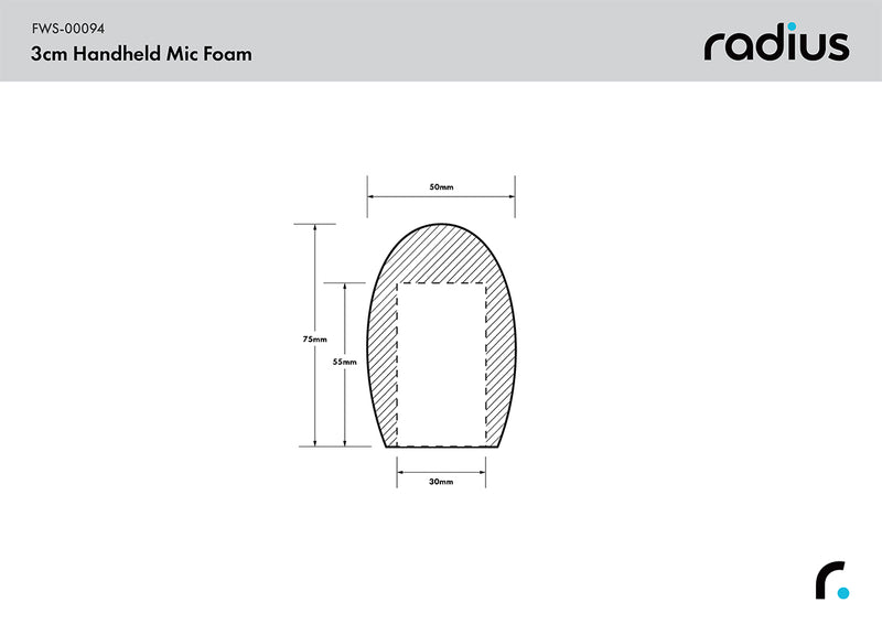 Radius Windshields Handheld Mic Foam Windshield 3cm