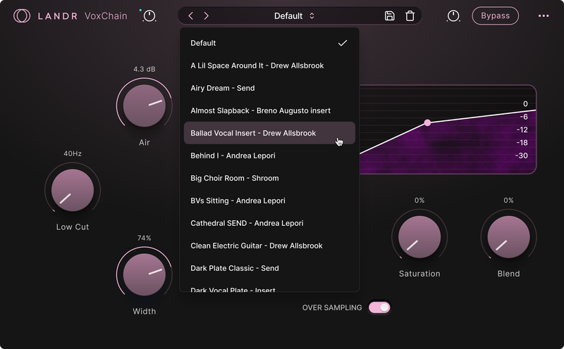 LANDR VoxChain Vocal Channel Strip Plug-In