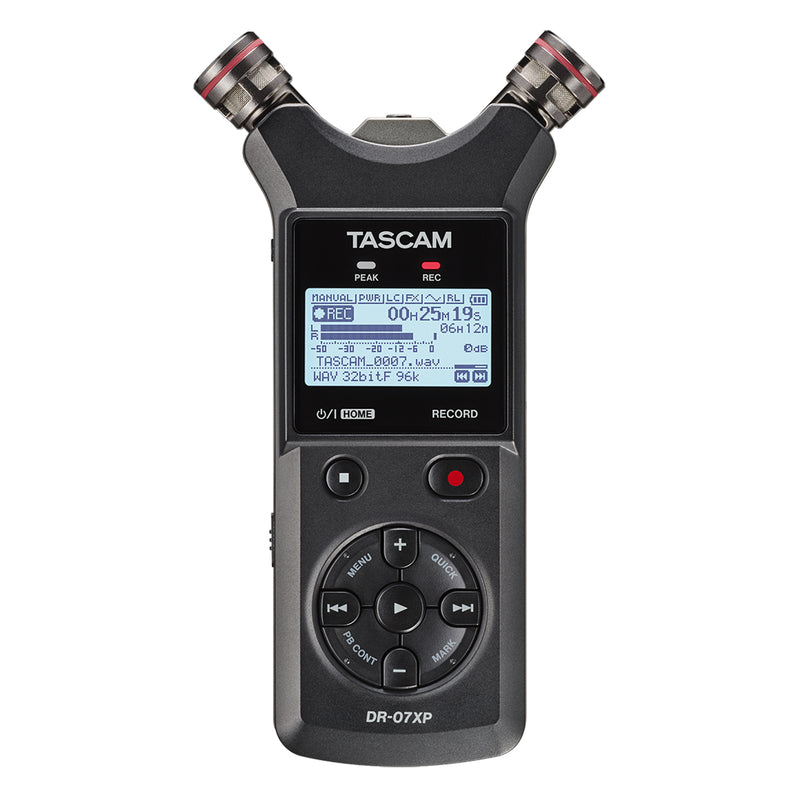 Tascam DR-07XP 2-Channel 32-Bit Float Handheld Recorder / USB-C Interface / Adjustable Mics