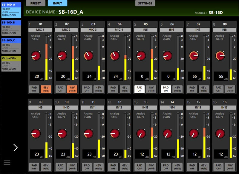 Tascam SB-16D Dante Stage Box