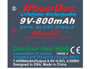 iPower US 800 mAh Li-Polymer Rechargeable 9V Battery