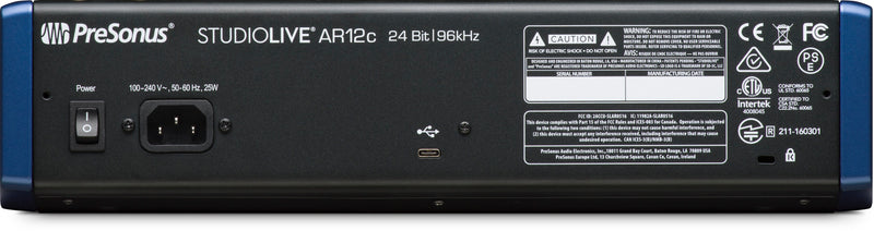 Presonus StudioLive AR12c USB-C Mixer/Interface/SD Recorder
